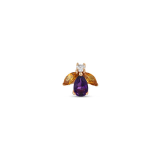QUEEN BEE MAYA GOLD DIAMOND AMETHYST SINGLE EARRING