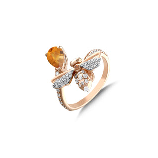 QUEEN BEE MELLONA GOLD DIAMOND CITRINE RING
