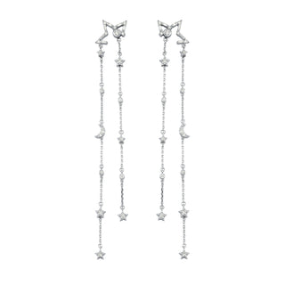 SIRIUS STAR GOLD BAGUETTE DIAMOND CHAIN EARRINGS