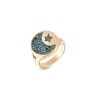 SIRIUS STAR GOLD BLUE DIAMOND PINKY RING