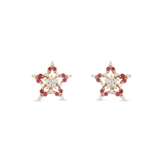 SIRIUS STAR GOLD DIAMOND RUBY EARRINGS