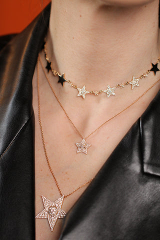 SIRIUS STAR GOLD DIAMOND STATEMENT NECKLACE