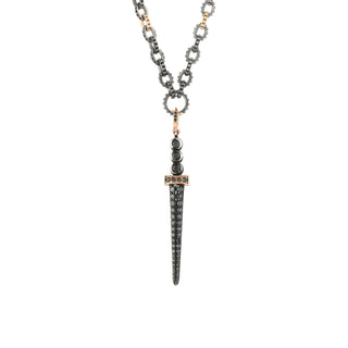 SWORD GOLD & SILVER BLACK DIAMOND PENDANT