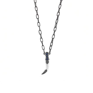SWORD SILVER SAPPHIRE CHAIN NECKLACE