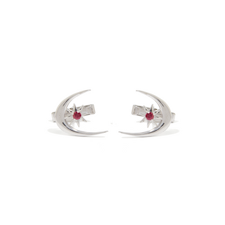 THE MOON AND NORTH STAR SILVER RUBY CUFFLINK