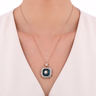VENUS STAR 18K GOLD DIAMOND BLUE TOPAZ PENDANT