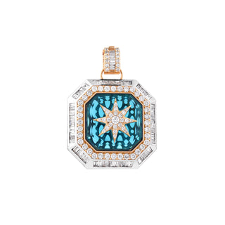 VENUS STAR 18K GOLD DIAMOND BLUE TOPAZ PENDANT