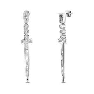 SWORD 18K GOLD DIAMOND EARRINGS