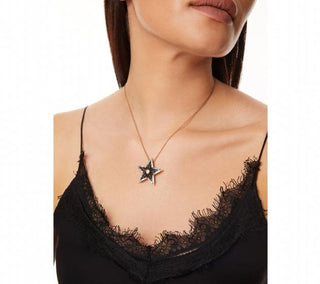 SIRIUS STAR GOLD BLACK DIAMOND NECKLACE Bee Goddess